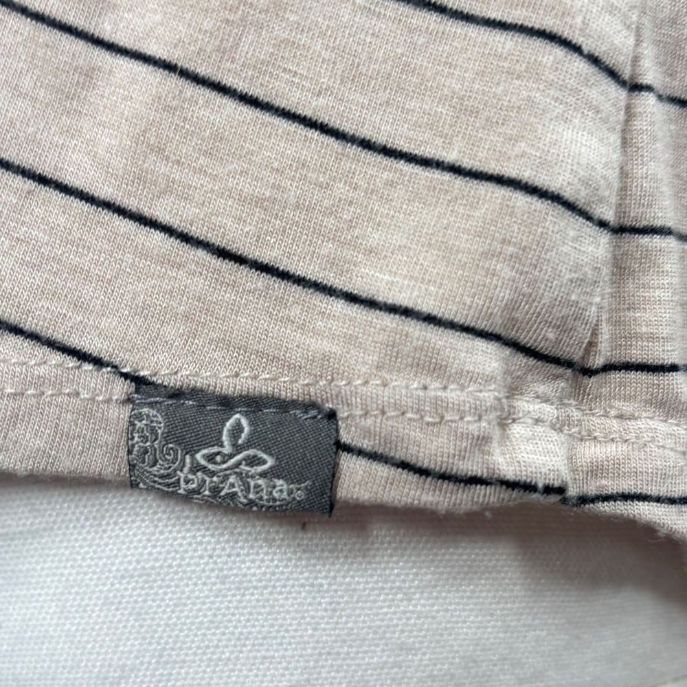 prAna Top L Beige Striped Modal Pocket Casual Minimalist Butter Soft Comfort - Picture 8 of 8